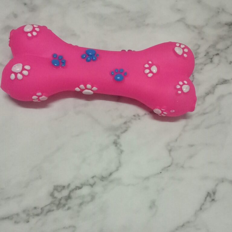 Squeaky Vinyl Long Paw Print Bone