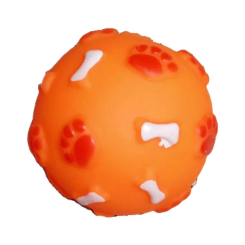 Squeaky Vinyl Paw Print Bone Ball
